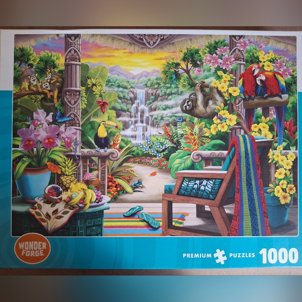 NWOT Enchanted Garden Green and Red 1000-Piece Puzzle